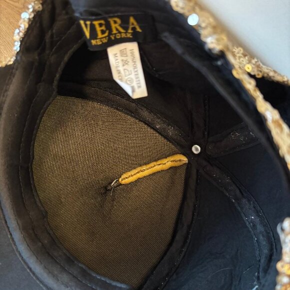 Gold Sequin Baseball Hat Cap w/Wide Brim & Opening in Back for Pony Tail- Unisex - Picture 4 of 4